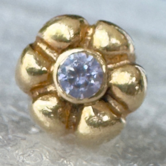 GENUINE PANDORA 14K GOLD WHITE PEARL LAVENDER CZ CHARM 750238LCZ RETIRED - Picture 9 of 11